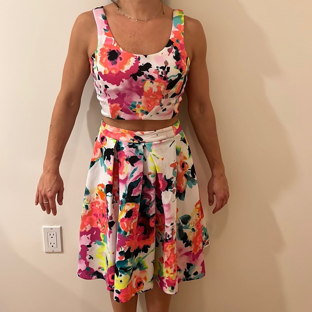 Aqua Two Piece Skirt and Top Outfit - XS